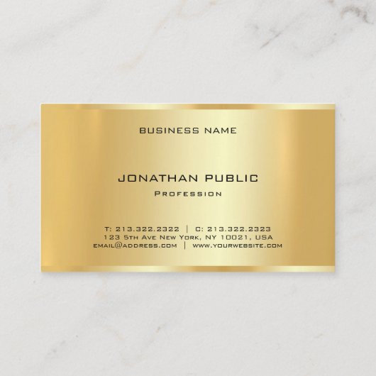 Classy Gold Look Professionele Moderne Sjabloon Ch Visitekaartje (Achterkant)