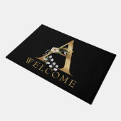 Classy Gold Monogram A met Flowers Doormat Deurmat (Schuin)