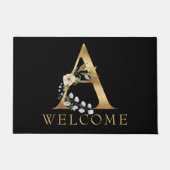 Classy Gold Monogram A met Flowers Doormat Deurmat (Voorkant)