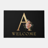 Classy Gold Monogram A met popy Flowers Doormat Deurmat (Voorkant)