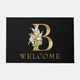 Classy Gold Monogram B met Flowers Doormat Deurmat