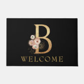 Classy Gold Monogram B met popy Flowers Doormat Deurmat (Voorkant)