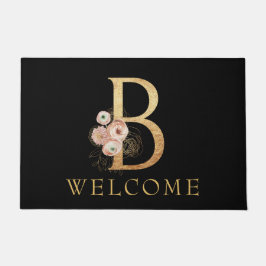 Classy Gold Monogram B met popy Flowers Doormat Deurmat