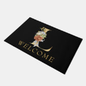 Classy Gold Monogram L met Floral Arrangement Deurmat (Schuin)
