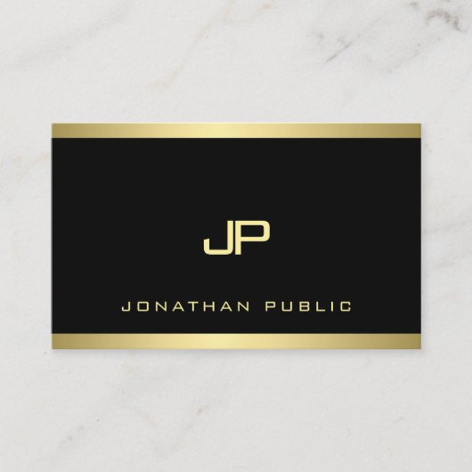 Classy Gold Monogram Plain Modern Professional Top Visitekaartje (Voorkant)
