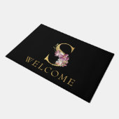Classy Gold Monogram S met roze Florals deurmat (Schuin)