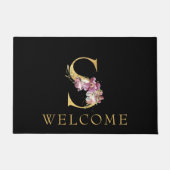 Classy Gold Monogram S met roze Florals deurmat (Voorkant)