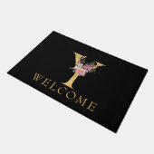 Classy Gold Monogram Y met roze Florals deurmat (Schuin)