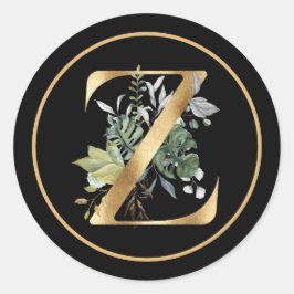 CLASSY GOLD MONOGRAM Z met tropische olie Ronde Sticker