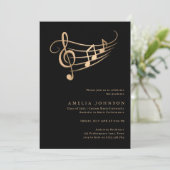 Classy Gold Muzieknoten Afstuderen minimaal Kaart (Staand voorkant)