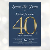Classy Gold Navy Blue 40e verjaardagsfeestje Save The Date