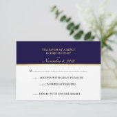 Classy Gold Navy Wit RSVP Kaartje (Staand voorkant)