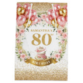 Classy Gold Number 80th Birthday Balloon Gift Bag Medium Cadeauzakje (Achterkant)