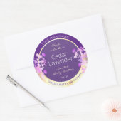 Classy Gold Paarse Bloemen Product Verpakkingslabe Ronde Sticker (Envelop)