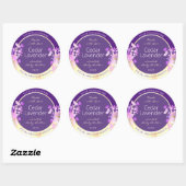 Classy Gold Paarse Bloemen Product Verpakkingslabe Ronde Sticker (Vel)