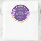 Classy Gold Paarse Bloemen Product Verpakkingslabe Ronde Sticker (Tas)