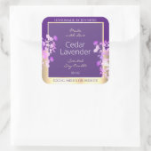 Classy Gold Paarse Bloemen Product Verpakkingslabe Vierkante Sticker (Tas)