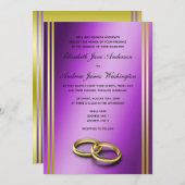 Classy Gold & Paarse, Trouwringen Trouwen Kaart (Voorkant / Achterkant)
