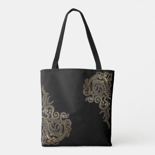 Classy Gold Pattern Monogrammed Tote Bag (Achterkant)
