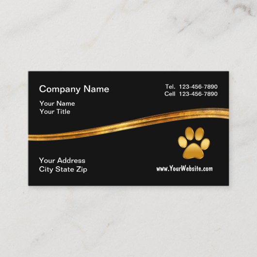 Classy Gold Pet Paw Visitekaartje (Voorkant)