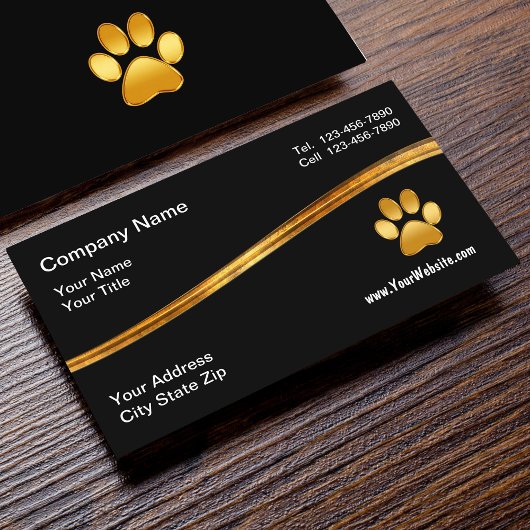 Classy Gold Pet Paw Visitekaartje