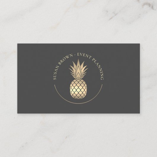 Classy Gold Pineapple Logo Visitekaartje (Voorkant)