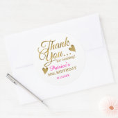 Classy Gold Pink 50e verjaardag Hartelijk dank Ronde Sticker (Envelop)