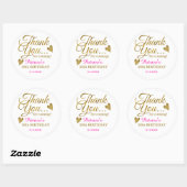 Classy Gold Pink 50e verjaardag Hartelijk dank Ronde Sticker (Vel)