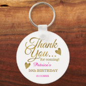 Classy Gold Pink 50th Birthday Party Favorieten Fo Sleutelhanger (Voorkant)