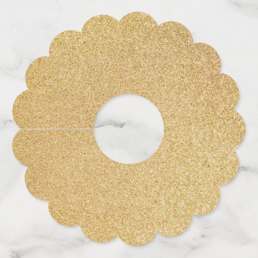 Classy Gold Print Bericht en aangepaste namen Wijnglaslabel (Achterkant)