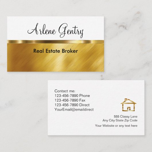 Classy Gold Real Estate Visitekaartjes (Voorkant / Achterkant)