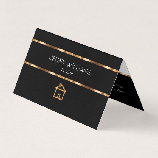 Classy Gold Realtor Thema Gevouwen Visitekaartjes (Voorkant)