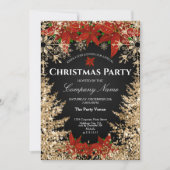Classy Gold Red Glitter Corporate Christmas Party Kaart (Voorkant)