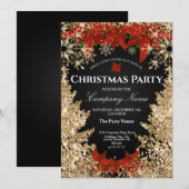 Classy Gold Red Glitter Corporate Christmas Party Kaart (Voorkant / Achterkant)