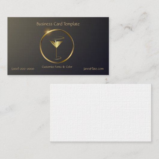 Classy Gold Red Metallic Bartender Sjabloon Busine Visitekaartje (Voorkant / Achterkant)