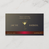 Classy Gold Red Metallic Bartender Sjabloon Visitekaartje (Voorkant)