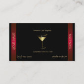 Classy Gold Red Metallic Bartender Sjabloon Visitekaartje (Voorkant)