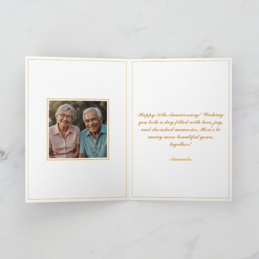 Classy Gold Rozen 50ste bruiloft Jubileum Kaart (Binnen)