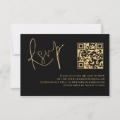 Classy Gold Script Black QR Code Wedding RSVP Kaartje (Voorkant)
