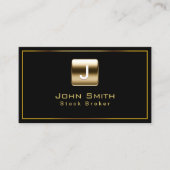 Classy Gold Stamp Stock Broker Dark Visitekaartje (Voorkant)