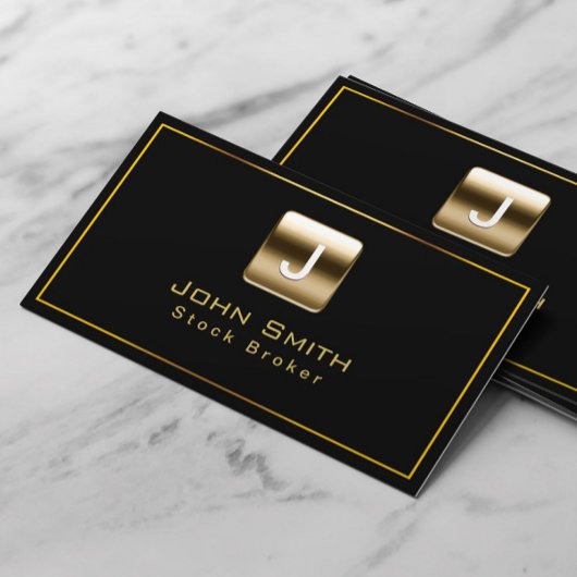 Classy Gold Stamp Stock Broker Dark Visitekaartje