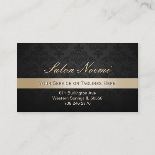 Classy Gold Stripe Damask Beauty Salon Appointment Afsprakenkaartje (Voorkant)