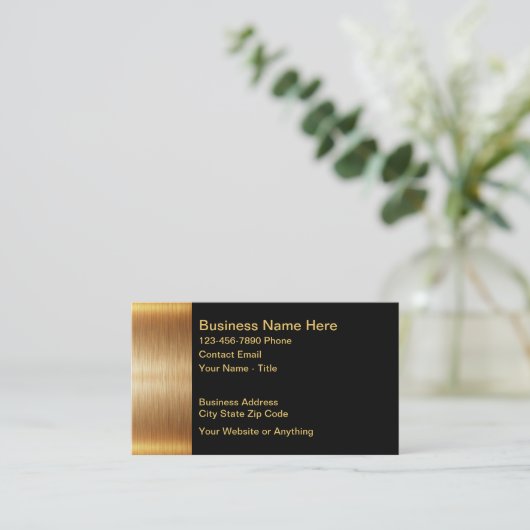 Classy Gold Tone Classic Visitekaartjes (Staand voorkant)