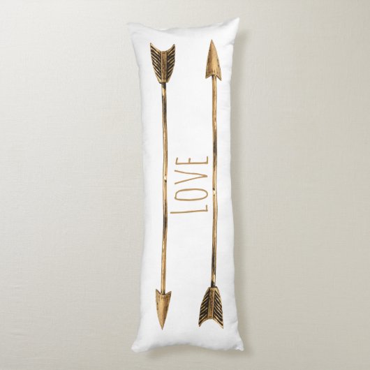 Classy Gold Tribal Arrows Paar's Initialen Lichaamskussen (Achterkant (Verticaal))