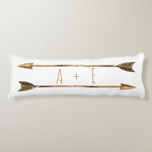 Classy Gold Tribal Arrows Paar's Initialen Lichaamskussen (Voorkant)