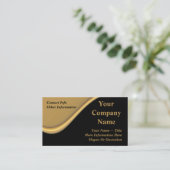 Classy Gold Wave op zwarte Visitekaartjes (Staand voorkant)