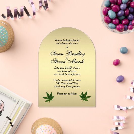 Classy Gold Weed Ticket Uitnodiging voor bruiloft (Insitu (Viering))