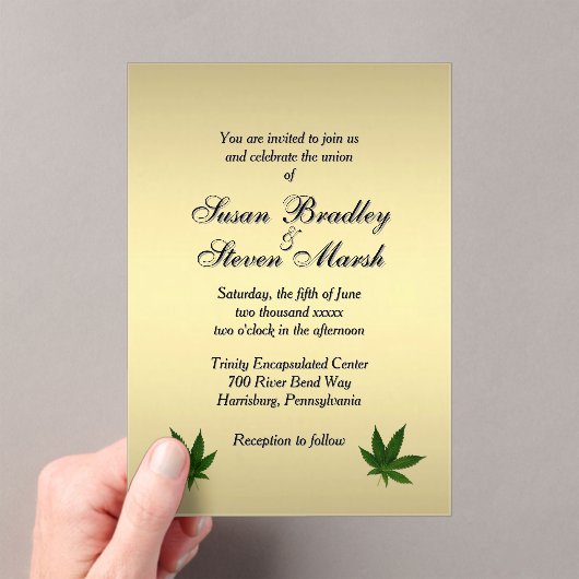 Classy Gold Weed Ticket Uitnodiging voor bruiloft (Insitu (Draagbaar))