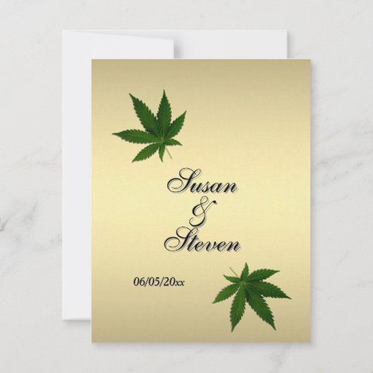 Classy Gold Weed Ticket Uitnodiging voor bruiloft (Achterkant)