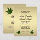 Classy Gold Weed Ticket Uitnodiging voor bruiloft (Voorkant / Achterkant)